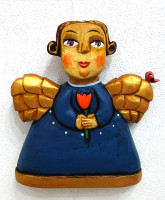 Tomáš Štolba - Andělka s tulipánem malovaná ( modrá ) - originál